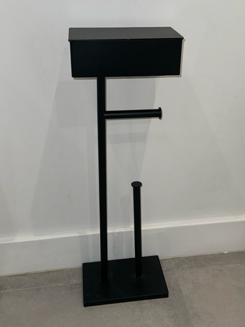 NWOT - Toilet Paper Stand AMAZON Black Free-Standing with Top Storage Box - Picture 5 of 5